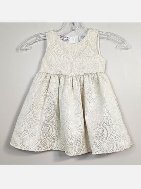 Blueberi Boulevard Brocade Cream & Gold Girls Dress, Size 2T ~ NWT